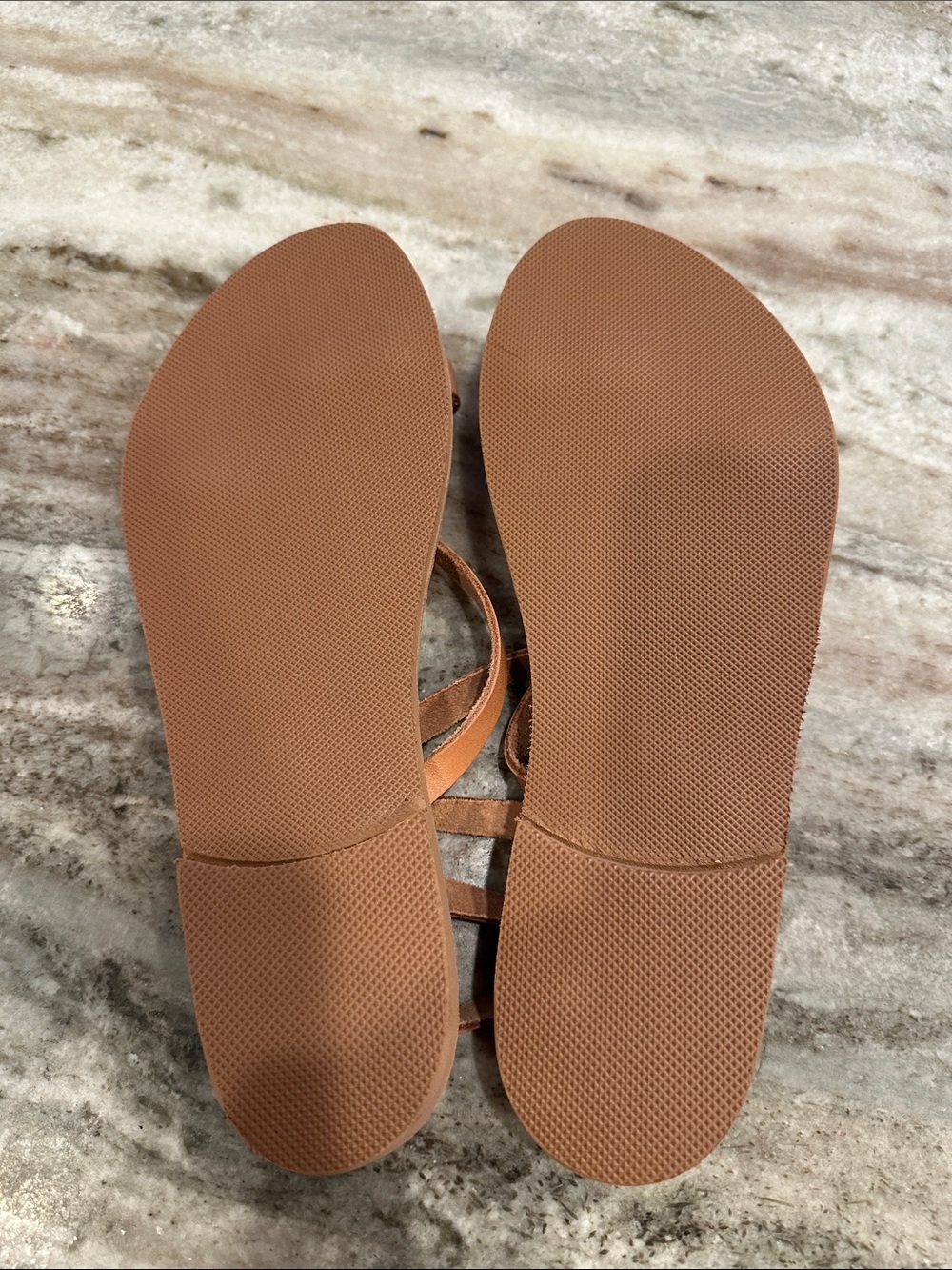 Handmade Greek Leather Sandals Size 39 US 8 Tan Toe Ring Wrap Flat Sandals - Picture 7 of 9
